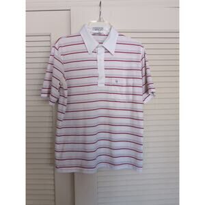 Vintage Christian Dior Men’s Red White Blue Striped Color Polo Large